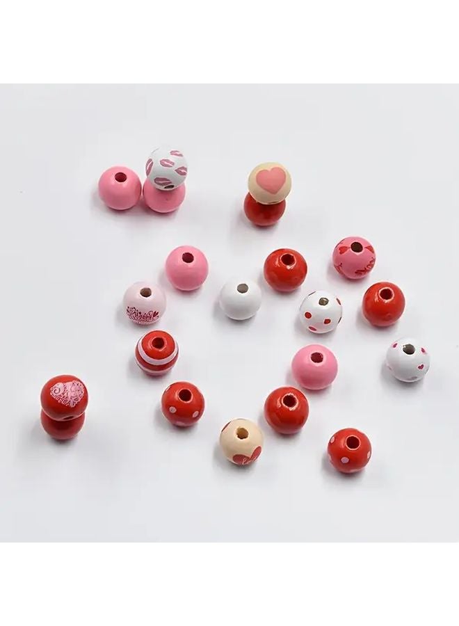 20pcs Mixed Random Patterns Wooden Beads For DIY Jewelry Crafts Decor - Image 3